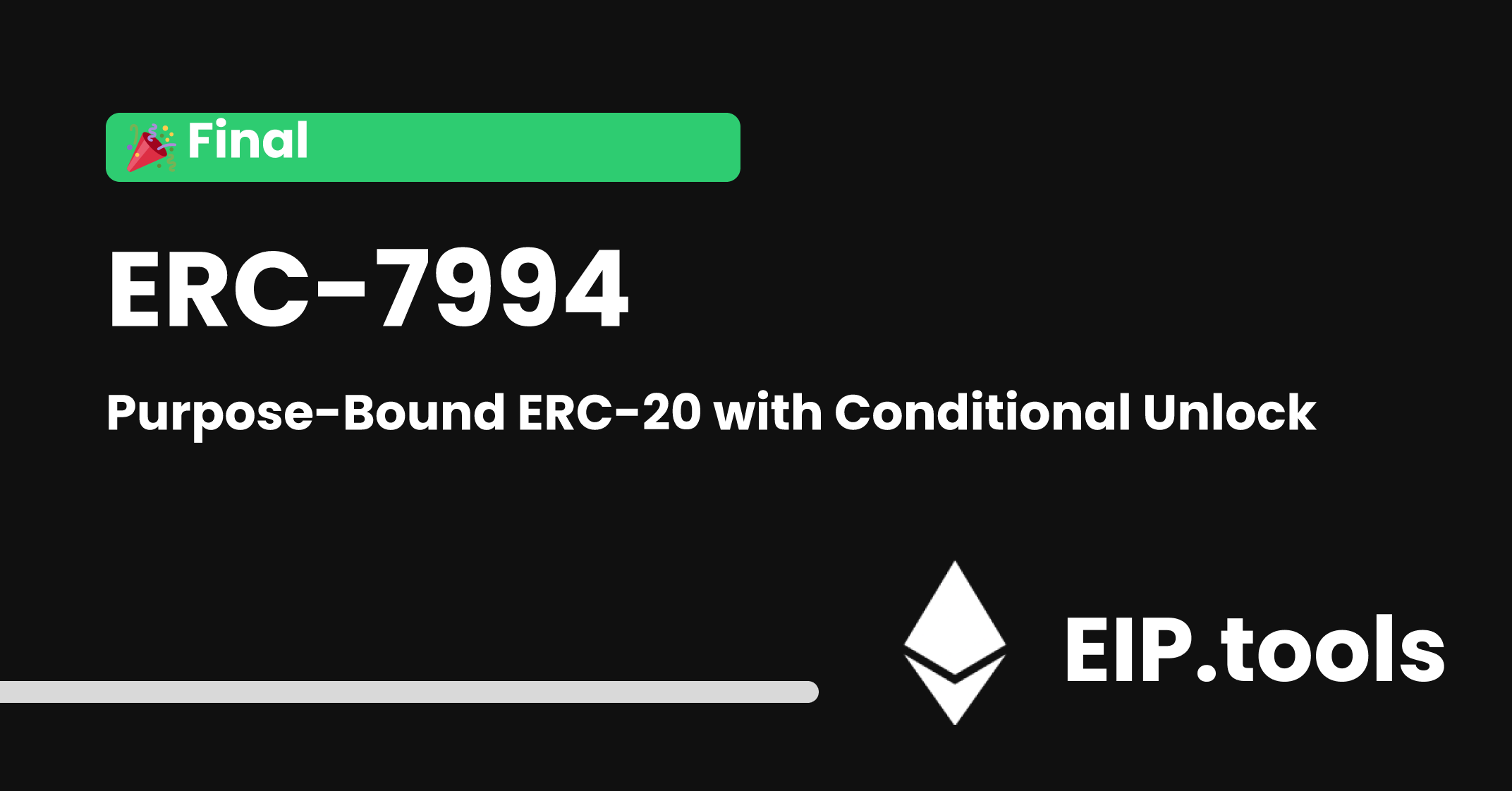 ERC-7994: Purpose-Bound ERC-20 with Conditional Unlock | EIP.tools